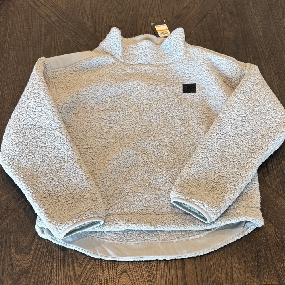 Under Armour Sherpa Turtleneck Sweater Light Blue Gray NWT